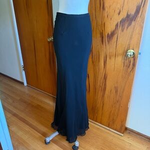 Elegant Black Silk Maxi Skirt - Women's Flowing Hem